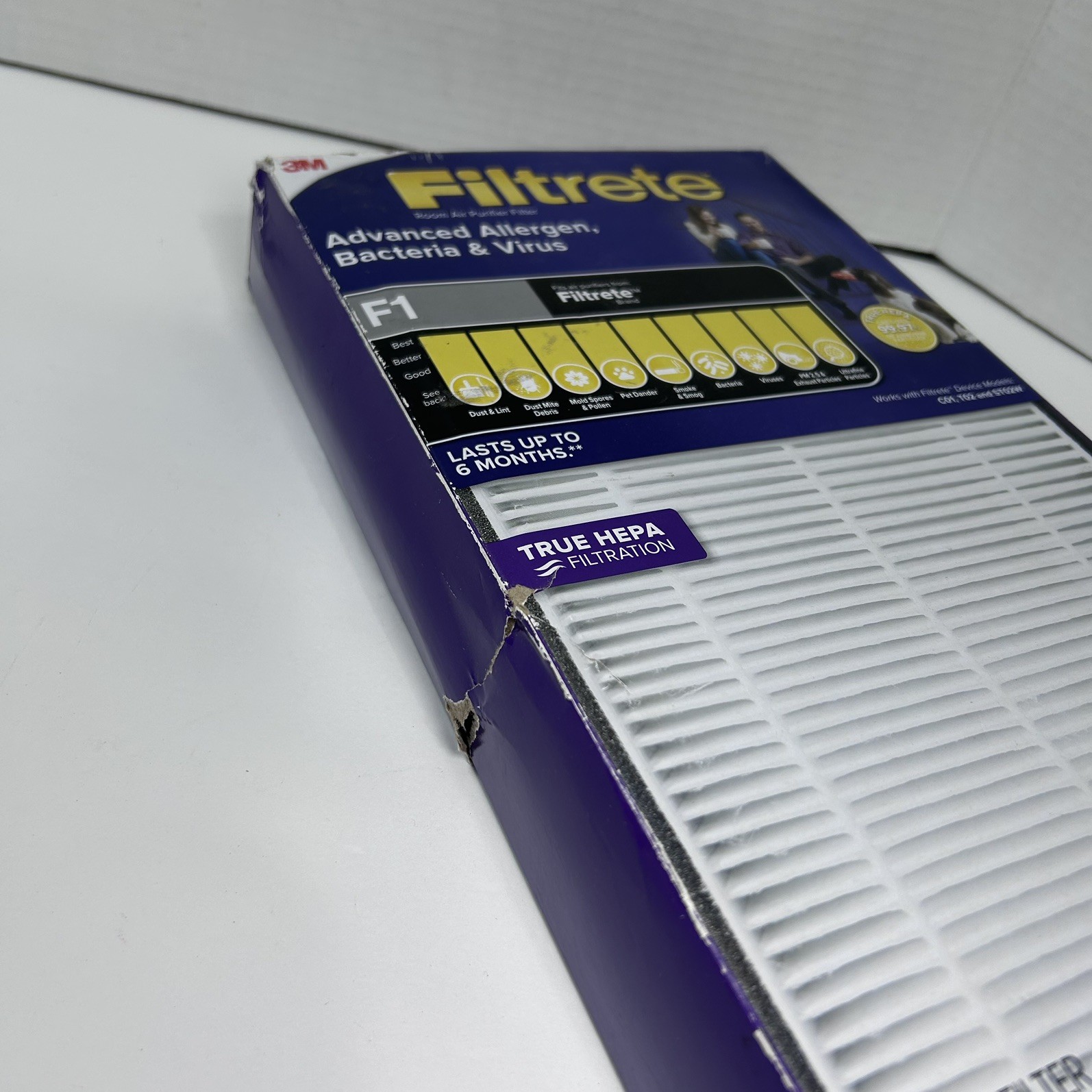FILTRETE F1 3M Advanced Alergen Bacteria Virus True Hepa Air Purifer Filter gallery