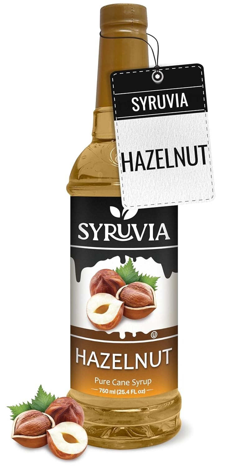 Syruvia Hazelnut Coffee Syrup 25.4 fl oz, Kosher, Gluten-Free, for Lattes & More gallery