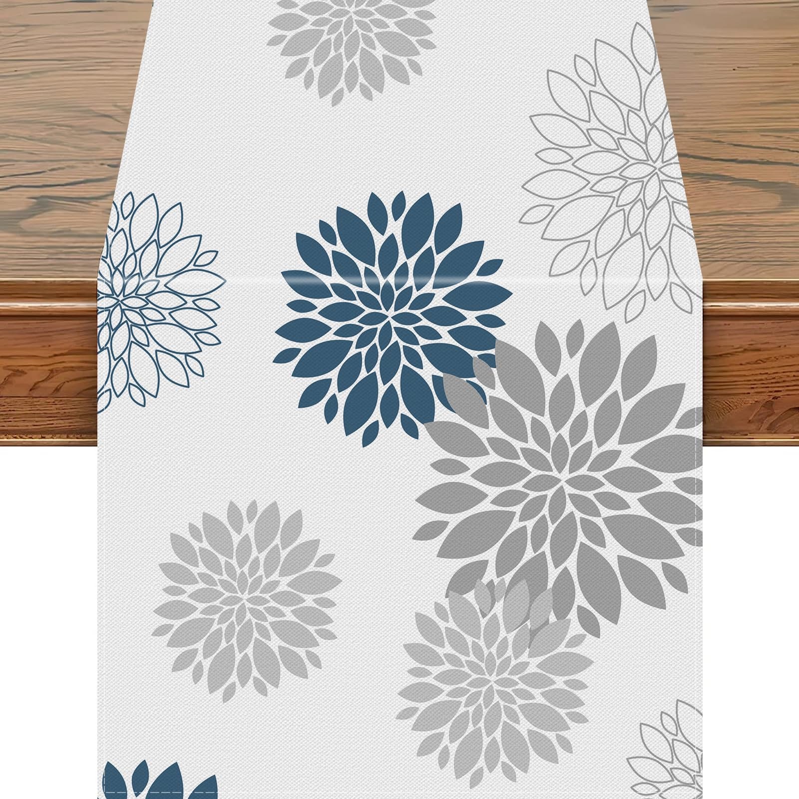 Snycler 13x48 Inch Table Runner Blue Grey Dahlia 13" x 48", gallery