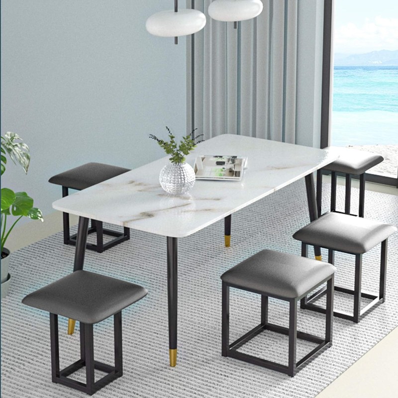 5 in 1 Nesting Ottoman Cube Chair, Stackable Stools, Leather Square Ottoman Benc gallery