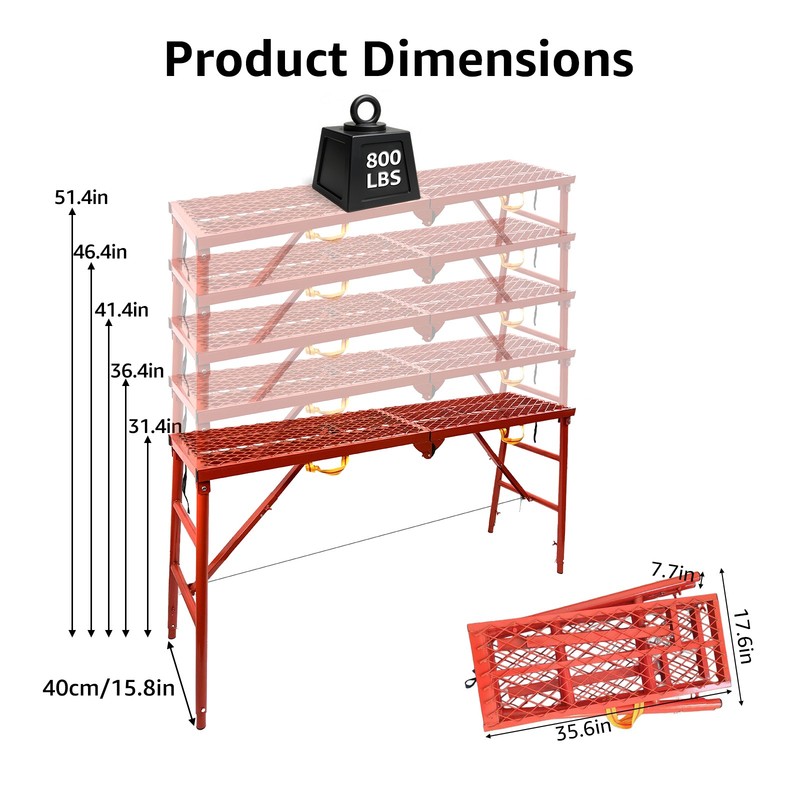 800 LBS Folding Scaffolding Platform 5 Levels Height Adjustable Work Platform gallery