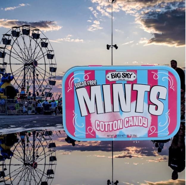 (4-Pack) Big Sky 1.76oz Sugar Free COTTON CANDY Breath Mints Metal Tin BB 9/2026 gallery