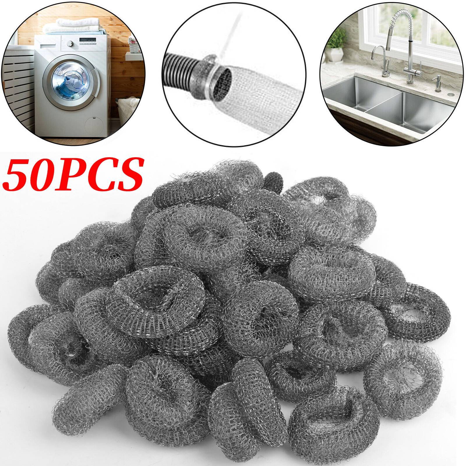 50 PCS Lot Washing Machine Mesh Ties Washer Filter Drain Hose Screen Steel Wire gallery
