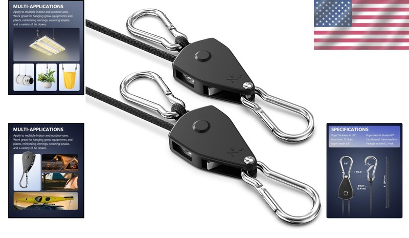 Effortless Ratchet Tie Down Straps - 8ft, 75lbs, 2 Pack for Hanging & Securing gallery