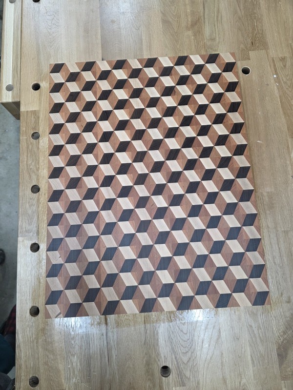 Handcrafted WENGE/CHERRY/MAPLE 3-D End Grain Cutting Board gallery