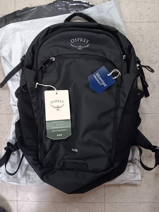 Osprey Axis Backpack , all Black Authentic Laptop commuter pack NWT *NO LOGOS*