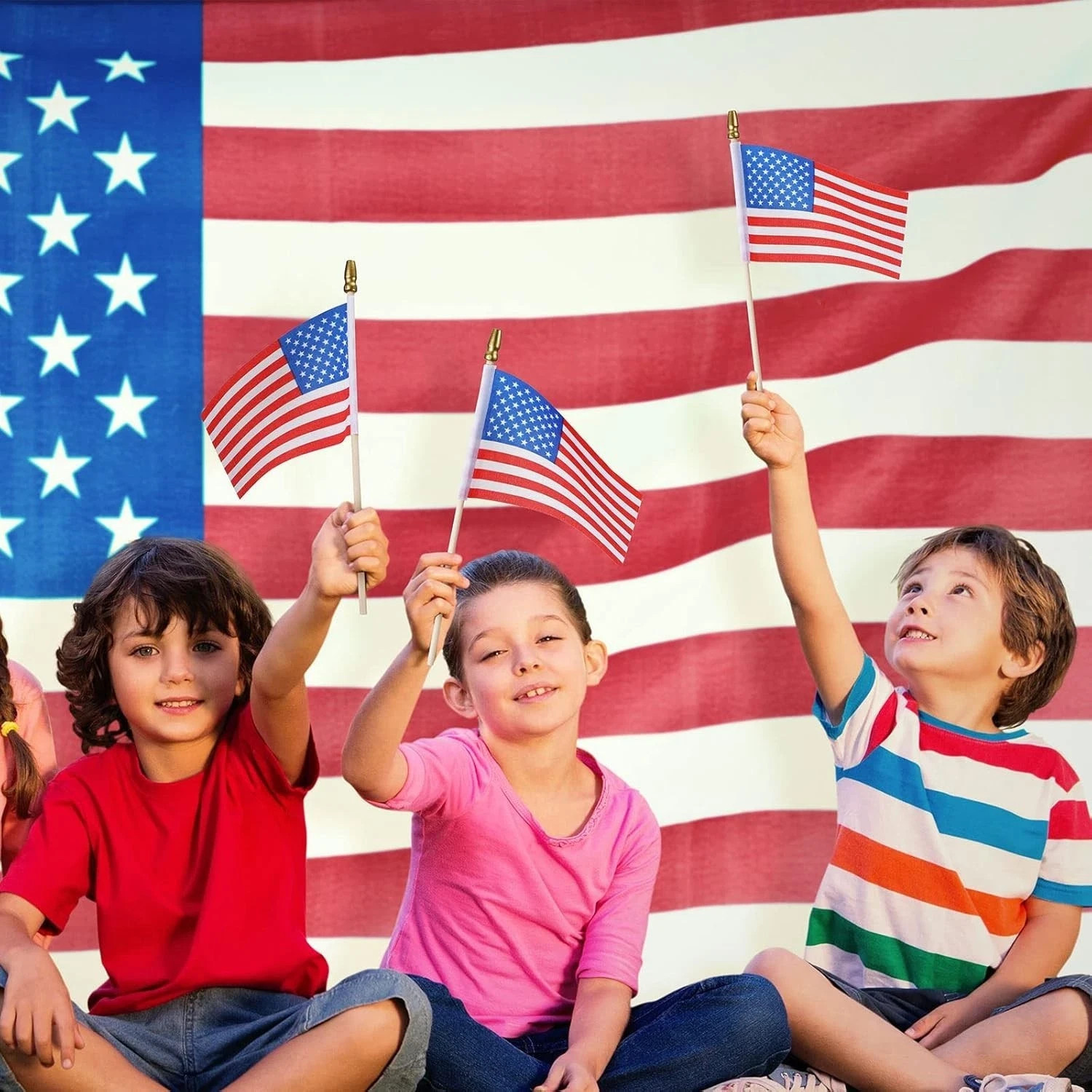 Preboun 400 PCS American Flag Bulk, 8 x 12 Inches Small US on Stick Flags Bulk M gallery