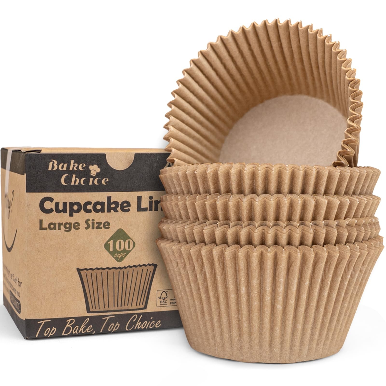 100pcs Jumbo Cupcake Liners for Baking, Natural Jumbo Muffin Liners, Unbleach... gallery
