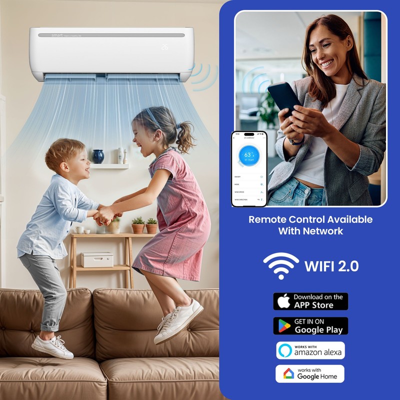 12000 BTU 110V Mini Split Air Conditioner Cool Heat Pump Wifi System Ductless gallery