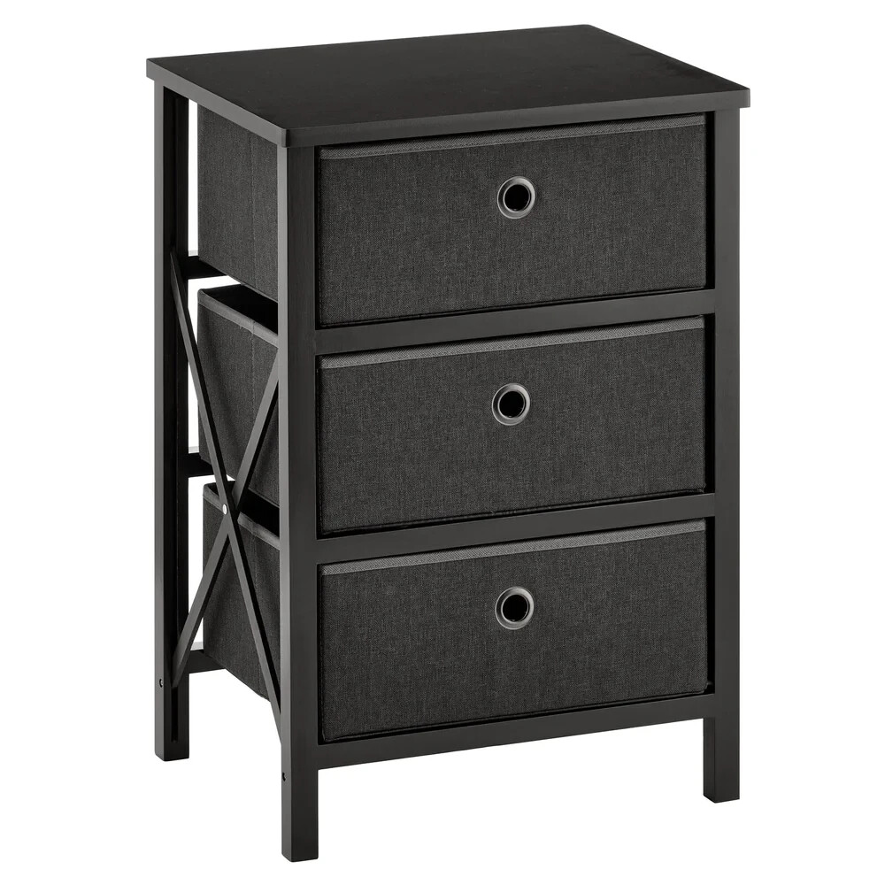 mDesign Dresser Storage Tower Organizer 3 Drawer Foldable Fabric Bins gallery