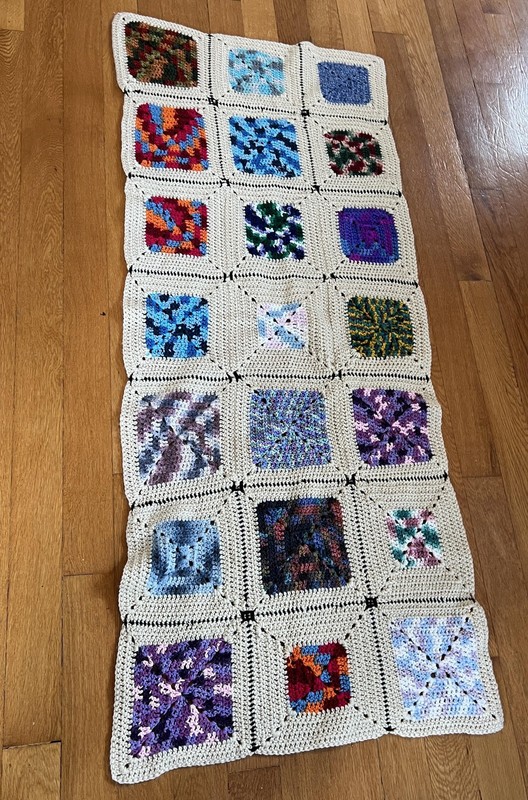 Handmade Crochet Granny Square Afghan Blanket Lap Throw Multicolor Beige Boho gallery