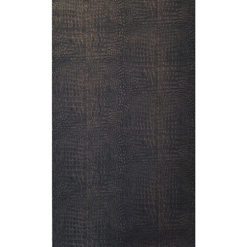 Crocodile Vinyl Black Copper Metallic Textured Wallpaper modern wallcoverings 3D gallery