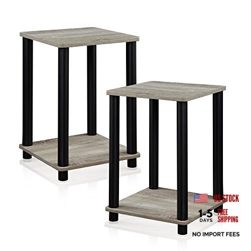 Stylish 2-Pack End Table French Oak Grey/Black gallery