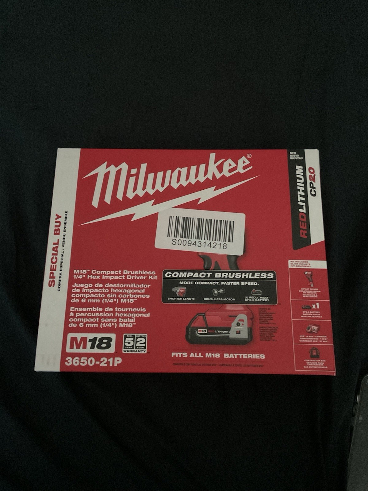 NEW MILWAUKE COMPACT BRUSLESS 1/4'' HEX IMPACT DRIVER M18 KIT 3650-21P gallery