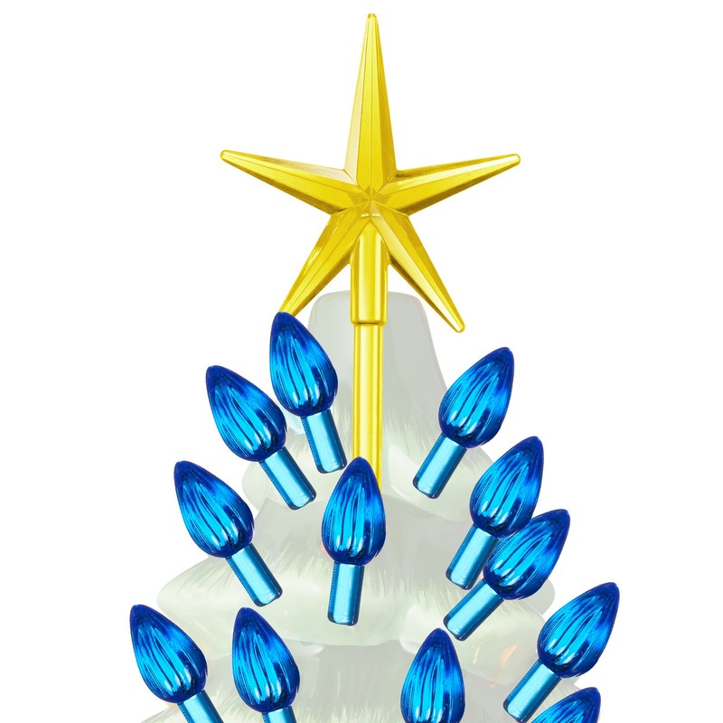 108 Replacement Blue Ceramic Christmas Tree Twist Light Bulbs, 3 Star Toppers gallery