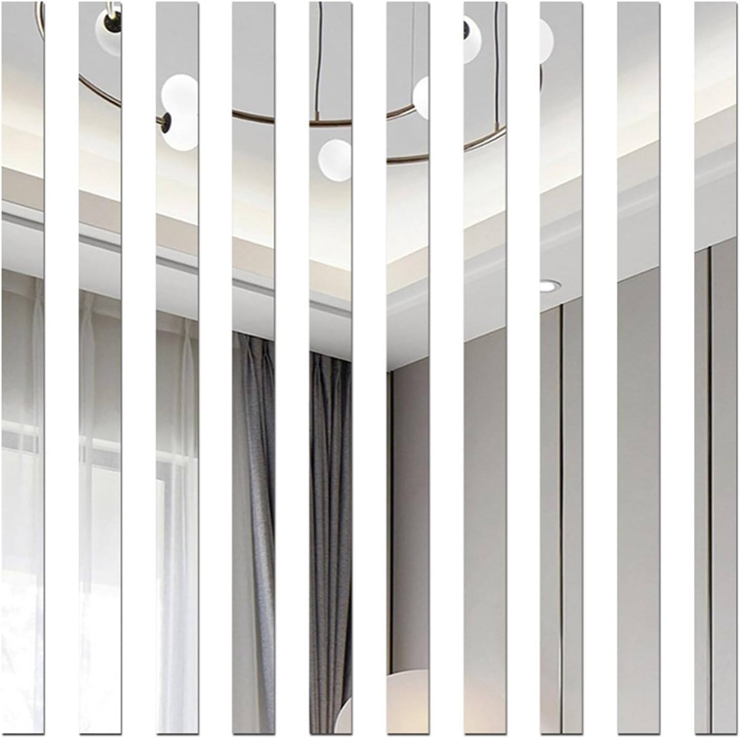 20/40x DIY Strip Mirror Stickers Self Adhesive Long Acrylic Wall Decal Art Decor gallery