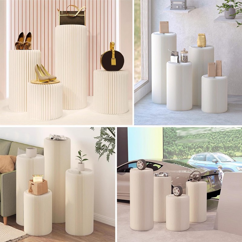 ** NEW 4-Pack Pedestal Stands | Foldable Columns | 120 lb Capacity | Acrylic Top gallery