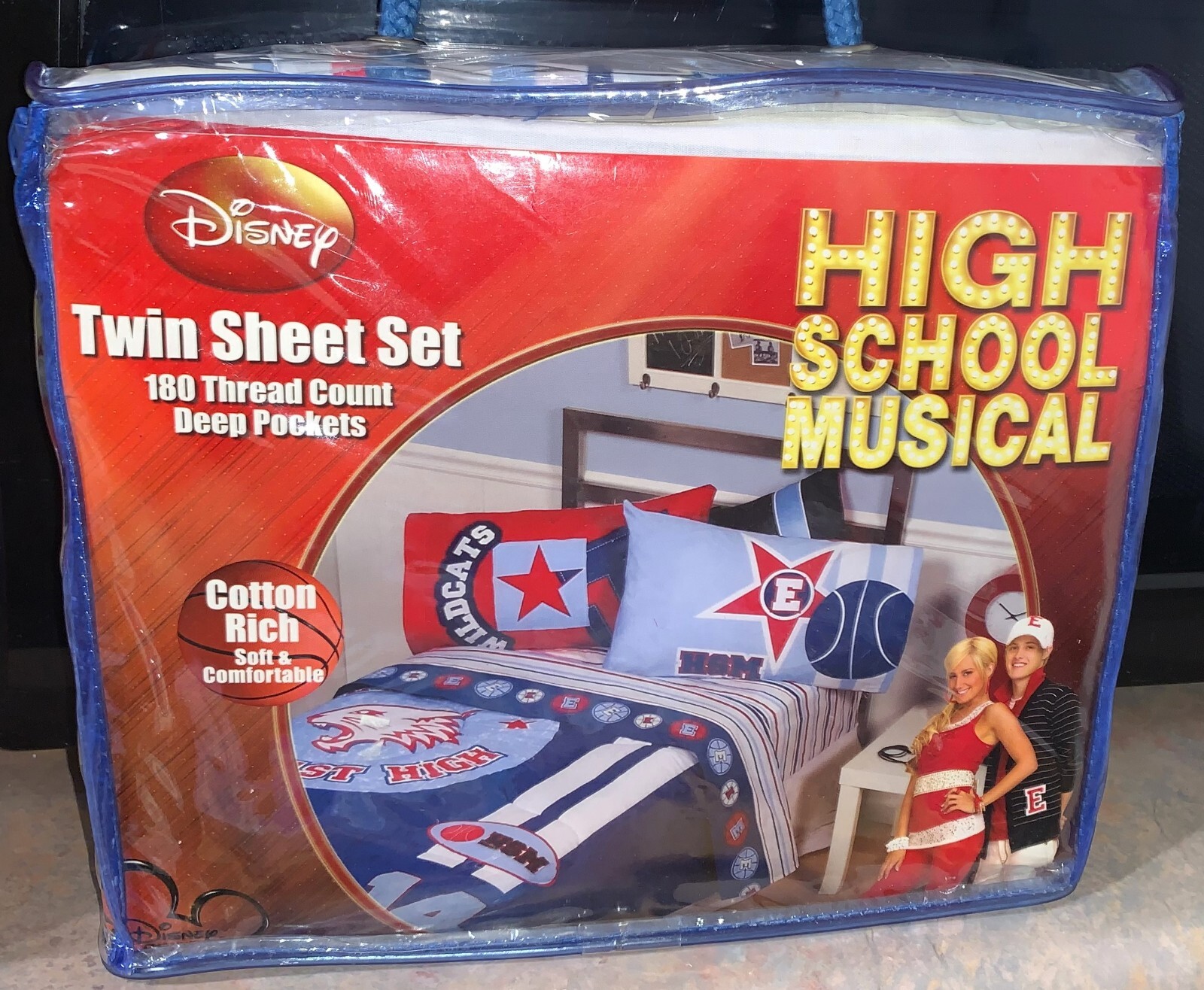 HTF Disney High School Musical Varsity Wildcat Twin Sheet Set~Cotton Blend~New! gallery