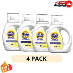 (4 Pack) Tide Simply Free & Sensitive Liquid Laundry Detergent 84 fl oz 64 Loads