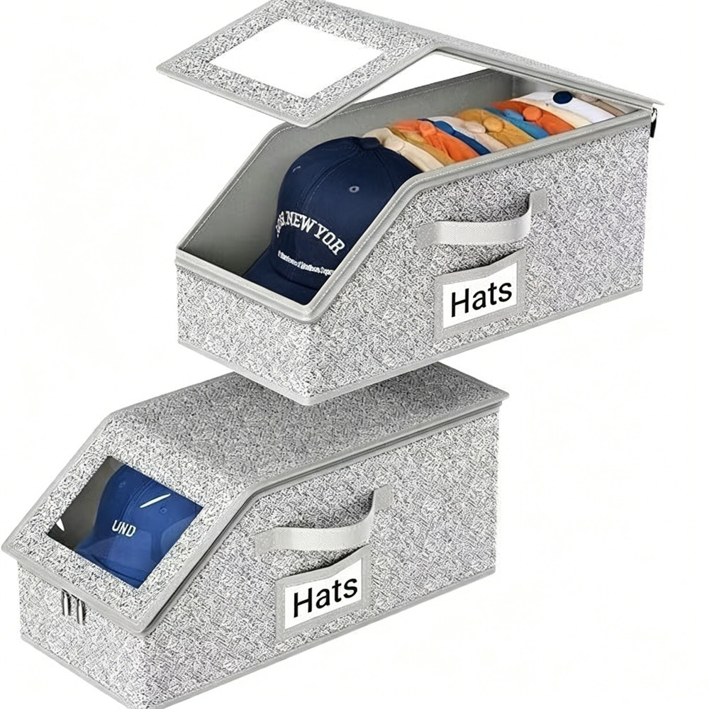 2 Pcs Stackable Hat Storage for Baseball Caps, Holds up to 24 Caps Hat Organizer