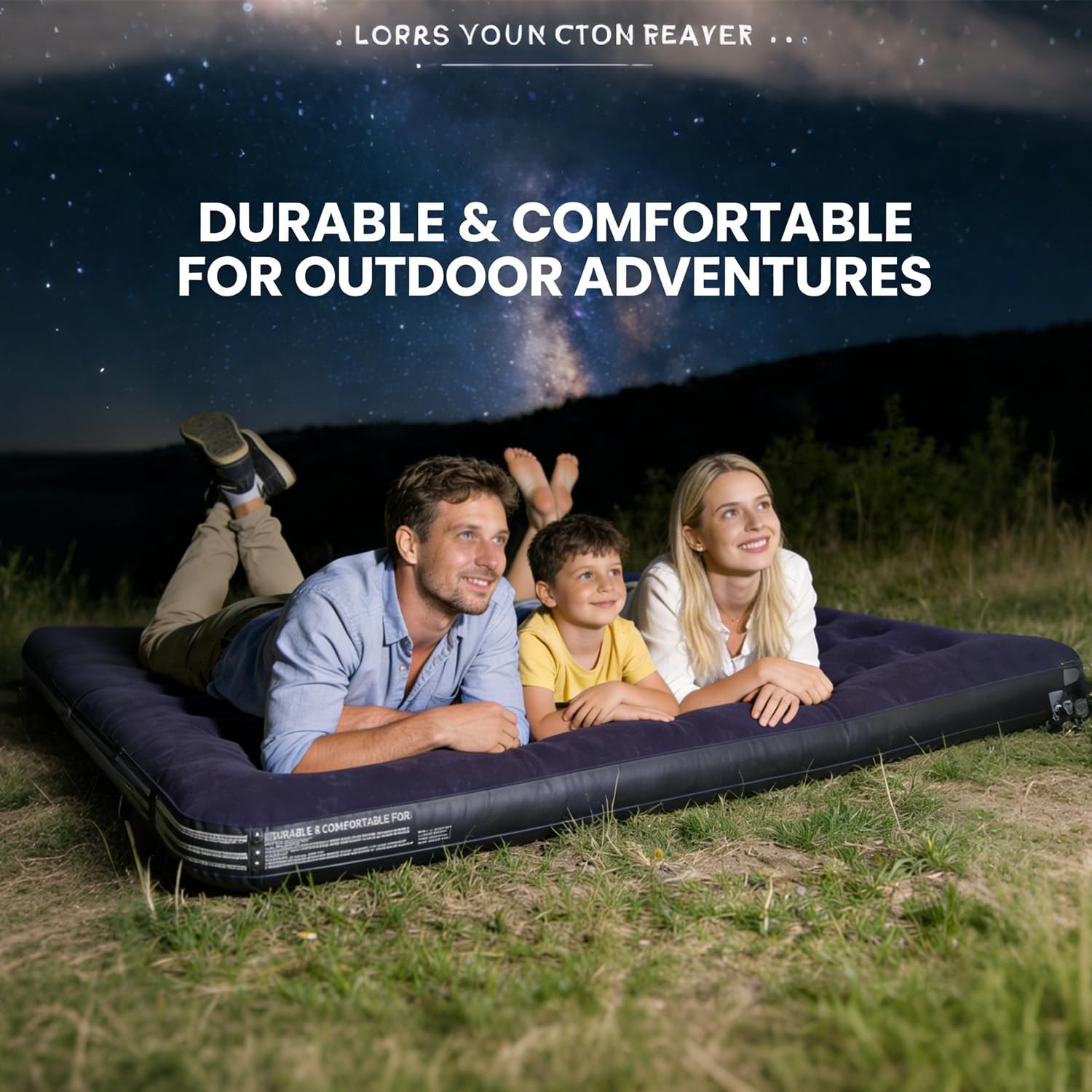 Queen Size Mattress, Blue, 80x60x9 Inches, Inflatable Airbed for Camping, Hom... gallery