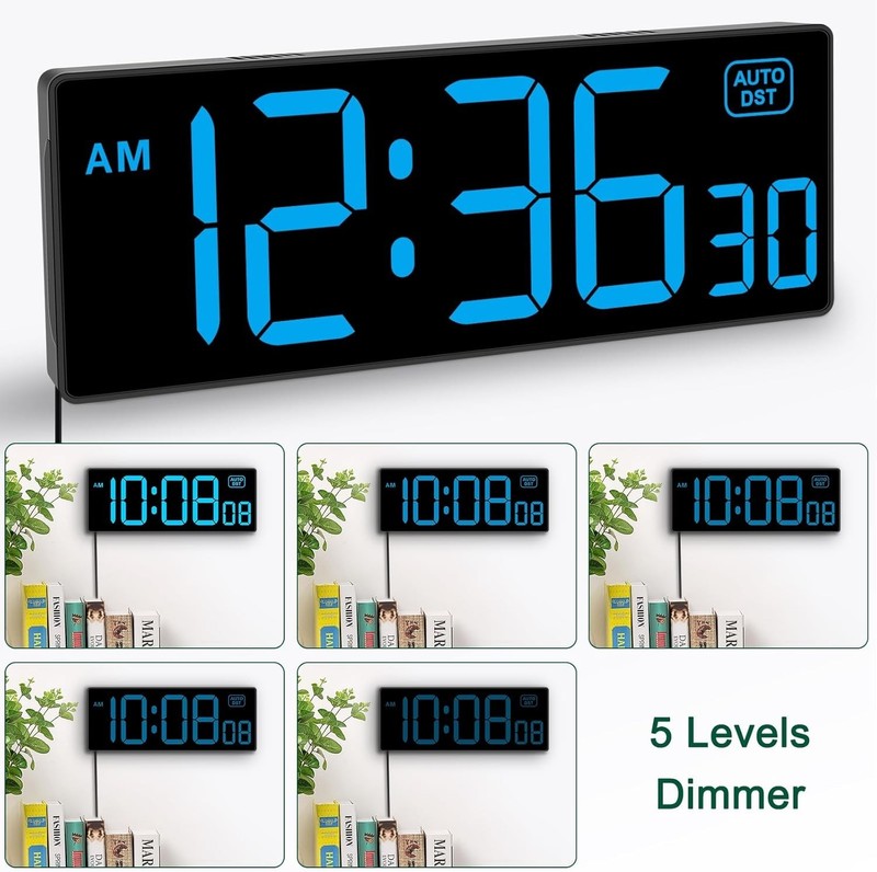 LED Wall Clock Digital Clock with Seconds, Electric Plug in Large Big Numbers... gallery