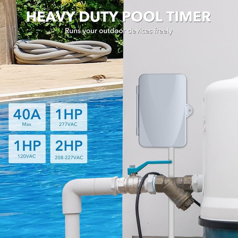 BN-LINK Pool Pump Timer Outdoor Timer Box, Heavy Duty 24Hr Programmable For Pool gallery
