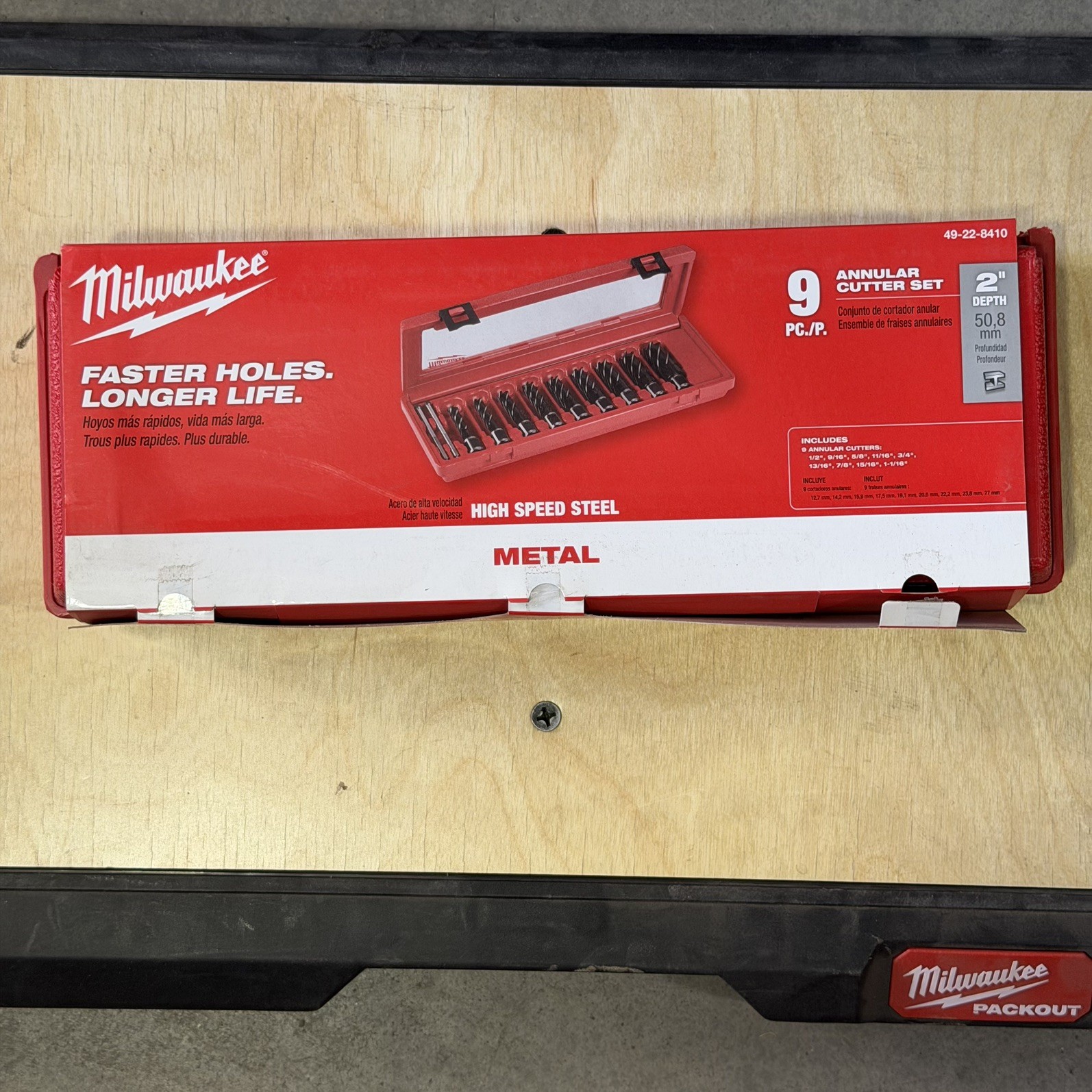 49-22-8410 Milwaukee Annular Cutter Kit Set of 9 Cutters 1/2" to 1-1/16" gallery
