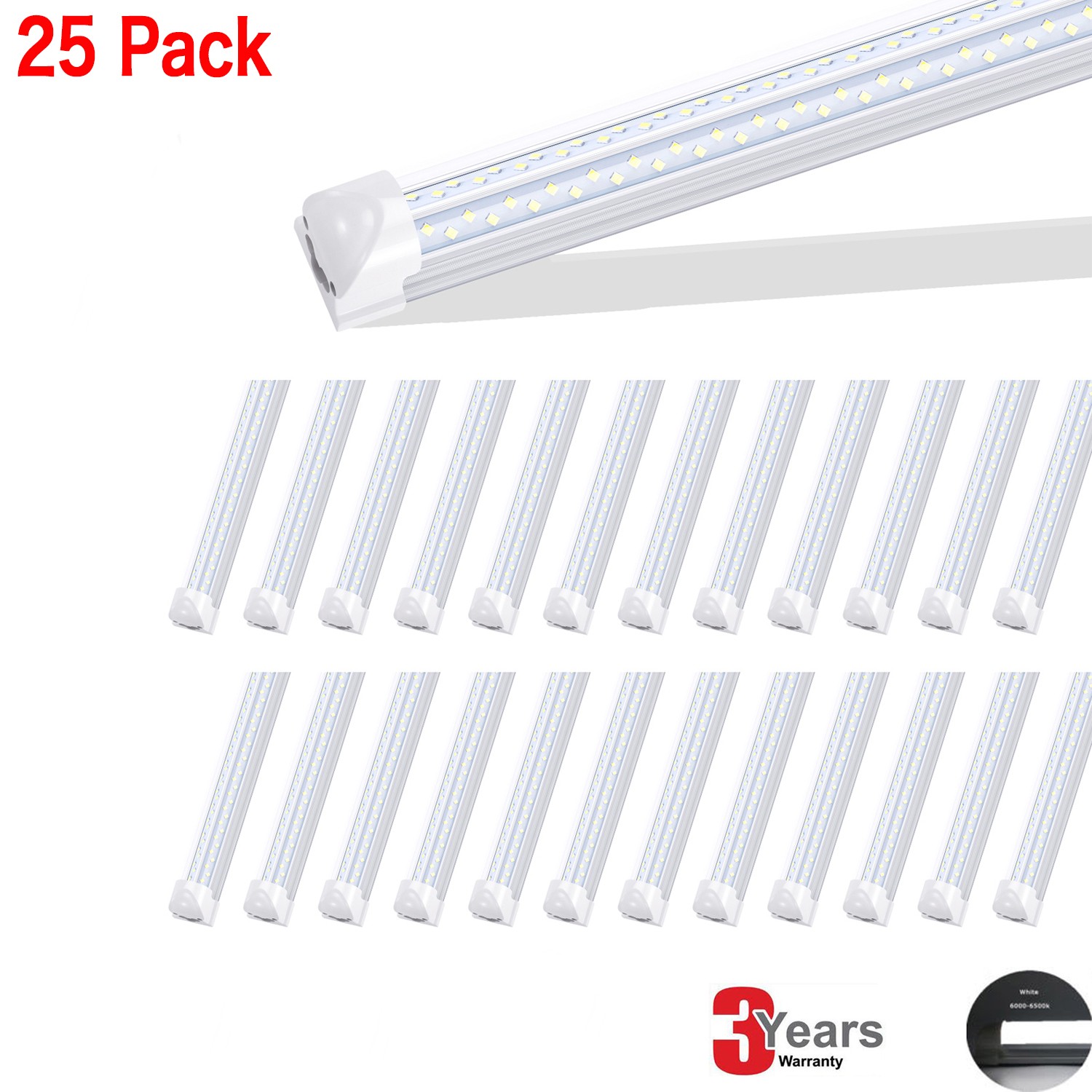 25 Pack 8FT 120W Led Shop Light Fixture Led Tube Light T8 Integrate Warehouse gallery