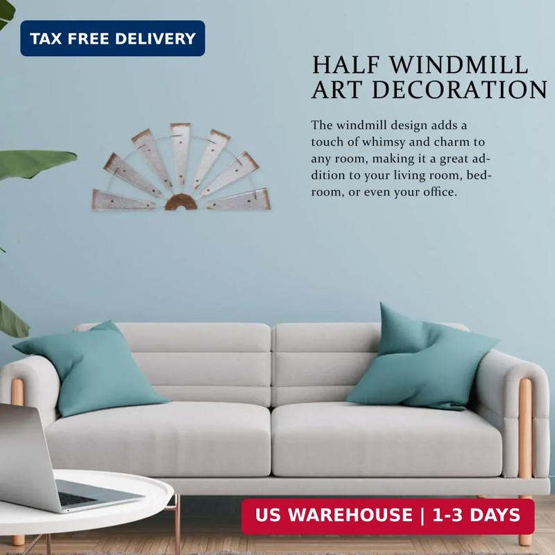 IMIKEYA Rustic Iron Half Windmill Wall Decor Small Farmhouse Wall Art Decor for gallery