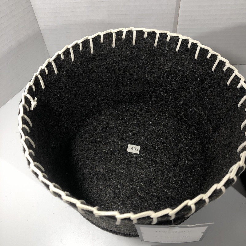 Threshold Target Gray Fabric Storage Bin Decorative Basket Felt Round Set Of 2 gallery