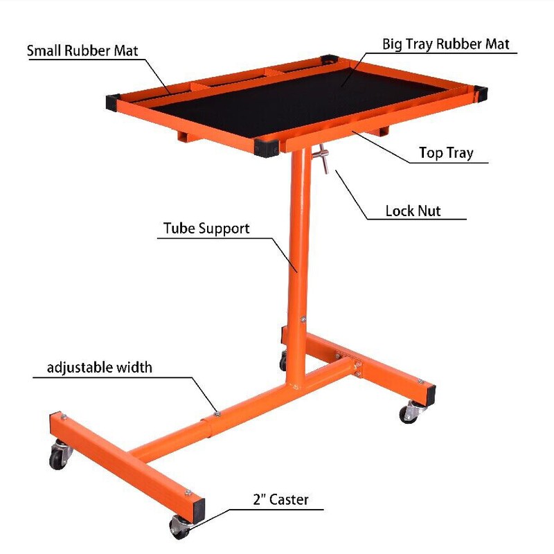 AAIN Mobile Work Table with 4 Swivel Wheels and Adjustable Height Mechanic Table gallery