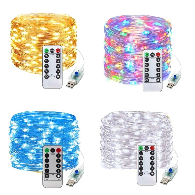 USB Twinkle LED String Fairy Lights Copper Wire Party Remote 50/100/200/300 LEDs gallery