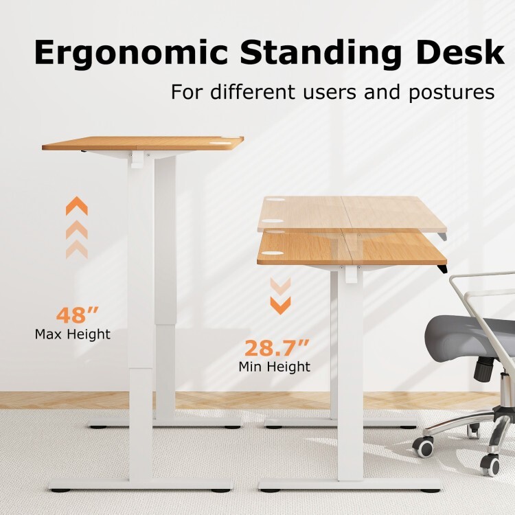 Desk Sit Stand Desk Adjustable Height w/3Memory Height Settings & 2Hanging Hooks gallery