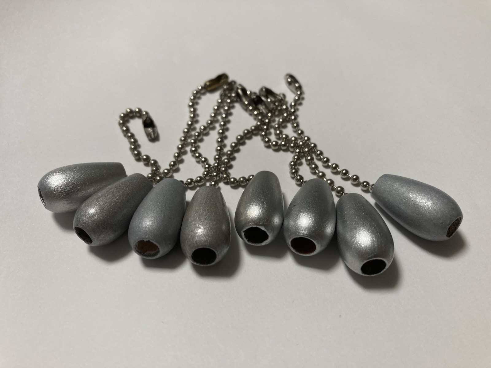 9 pc Ceiling Fan Light Pull Chain Gray wooden 4” long gallery