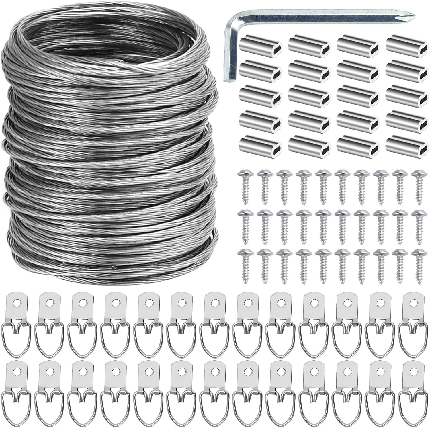 100 Pcs Picture Hanging Wire Kit, 100 Feet Heavy Duty Wire Picture Hanging gallery