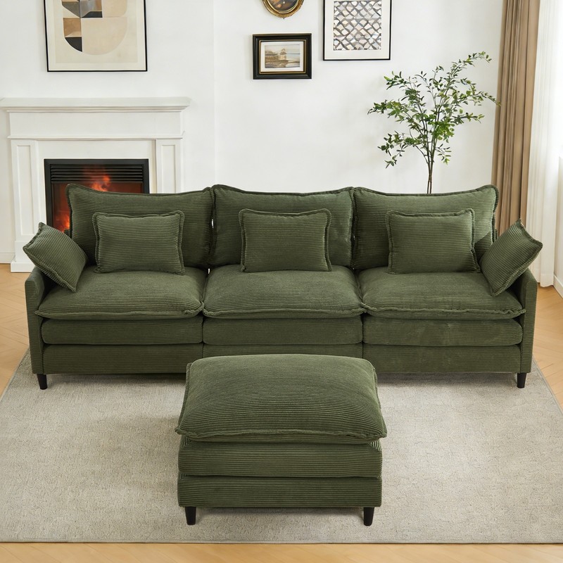 L-Shaped Modular Sectional Sofa Set Corduroy Couch for Living Room with Chaise gallery