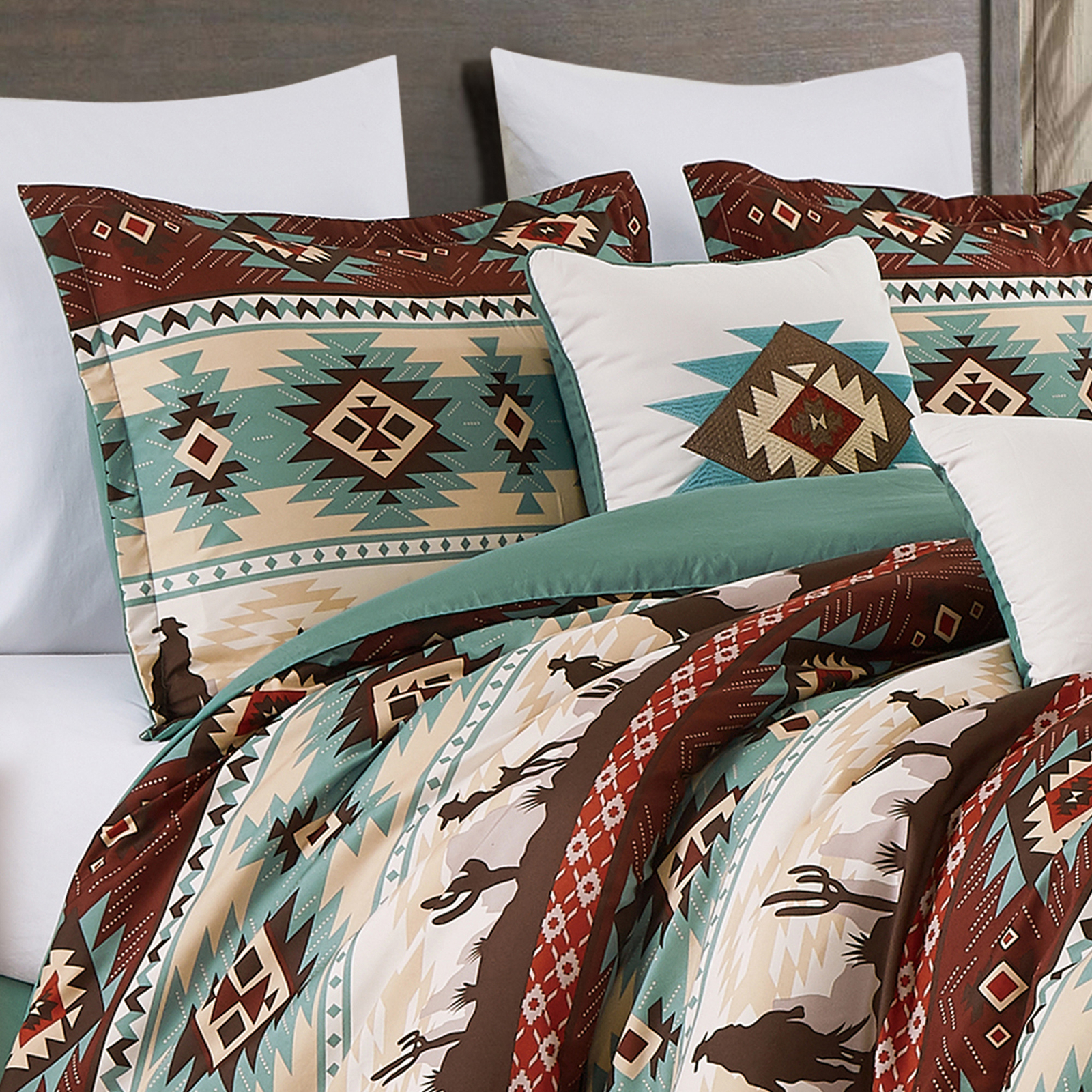 Chezmoi Collection Dune 7-Piece Southwestern Cowboys Aztec Printed Comforter Set gallery