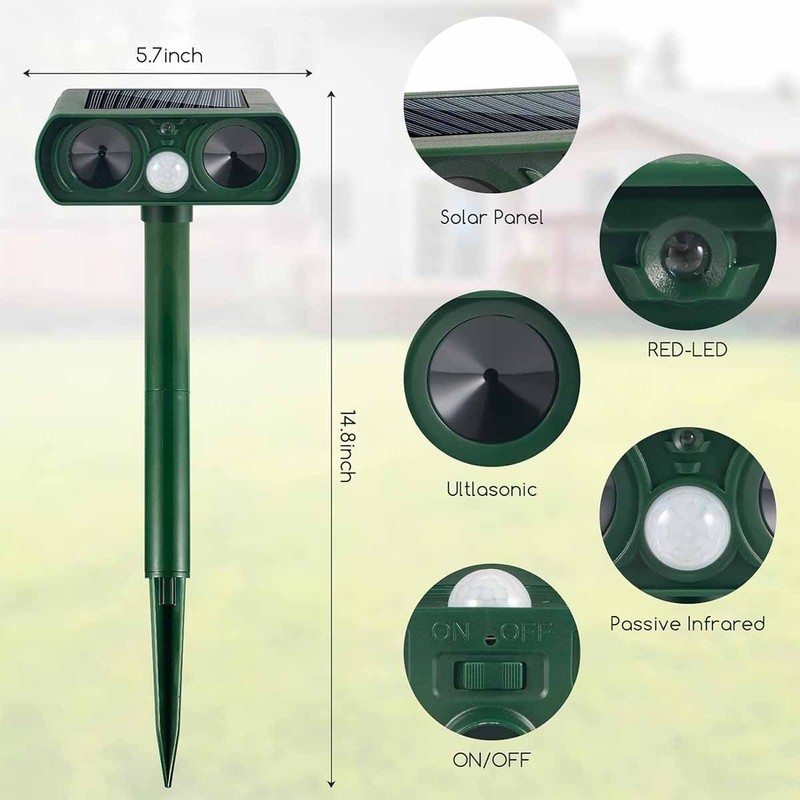 Outdoor Solar Deer Repellent Devices Cat Repellent Animal Deterrent for Yard gallery
