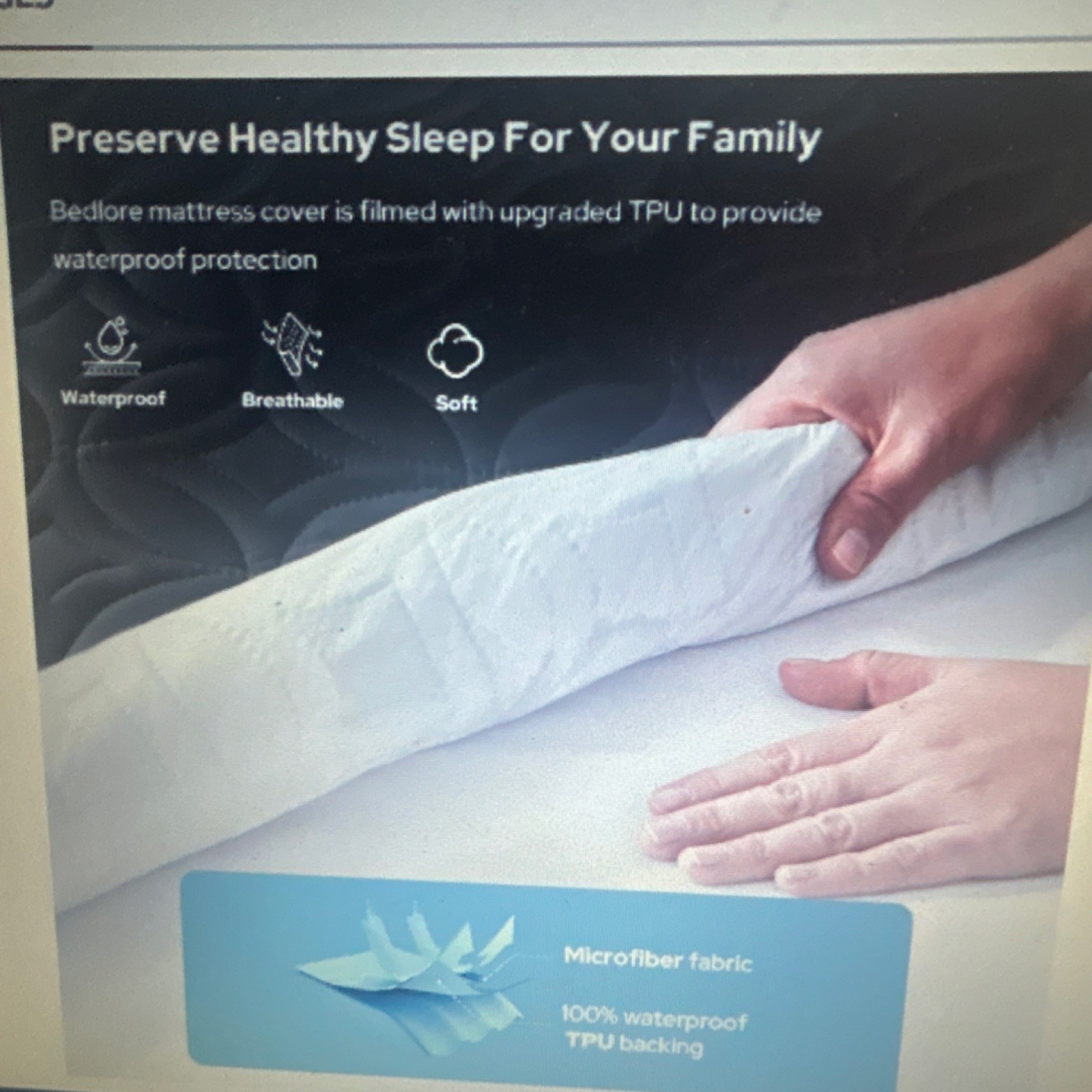 Bedlore Waterproof Breathable Microfiber Mattress Protector Gray Deep Pocket gallery
