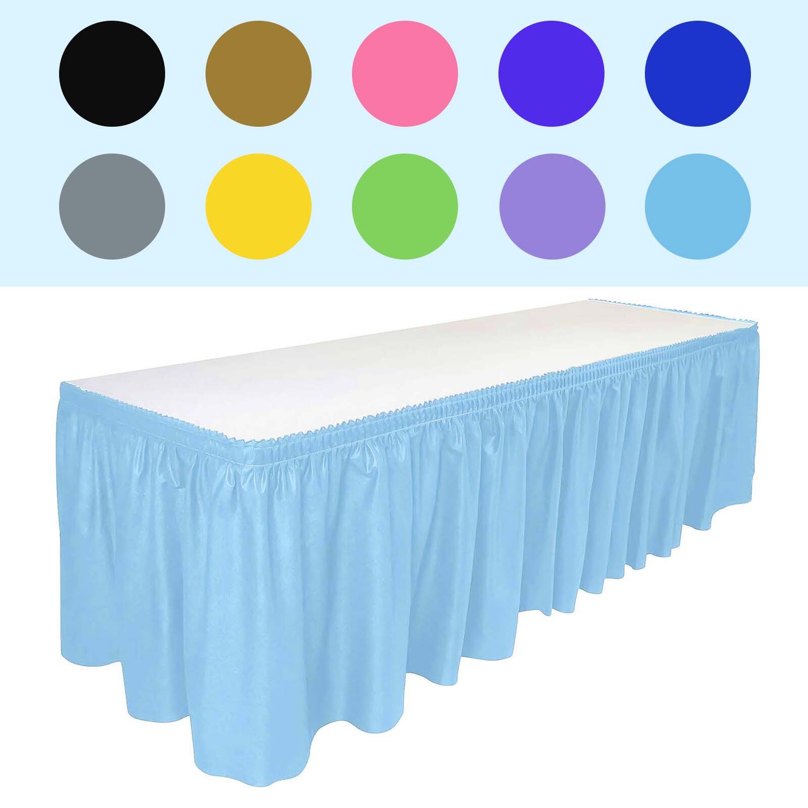 Plastic Table Skirt 29"x14ft for Rectangle Tables Disposable/Reusable BPA Free gallery