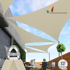 25/26/27ft Beige Equilateral Triangle Outdoor Steel Cable Sun Shade Sail 260GSM