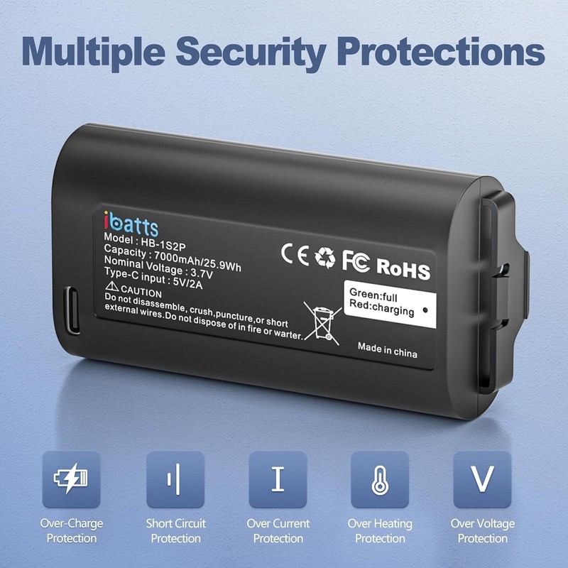 2 Pack 7000mAh Replacement Battery for MyQ Smart Garage Video Keypad w/Cable gallery
