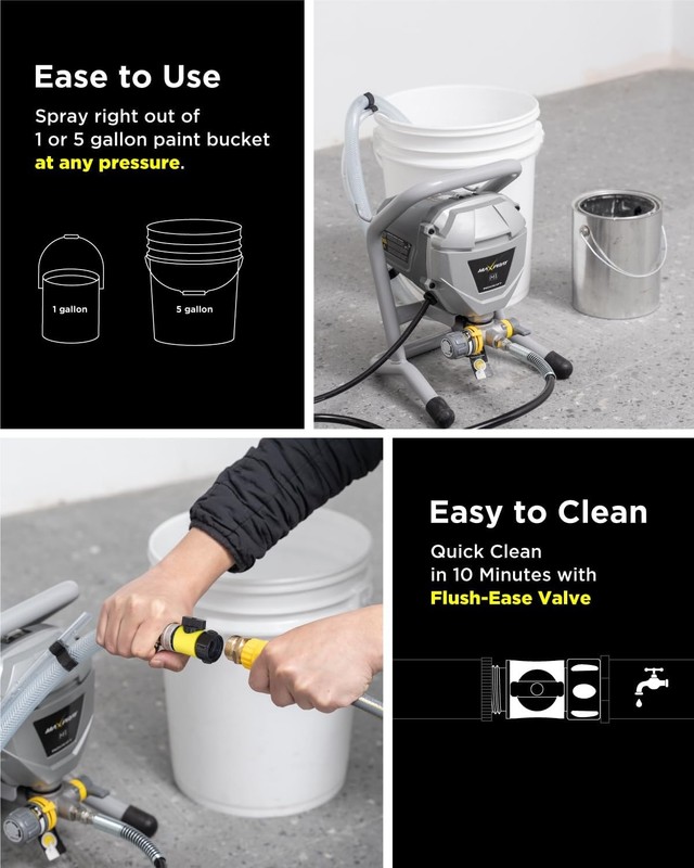 MaXpray M1Airless Paint Sprayer,Highly Efficient Thinning-Free Minimal Overspray gallery