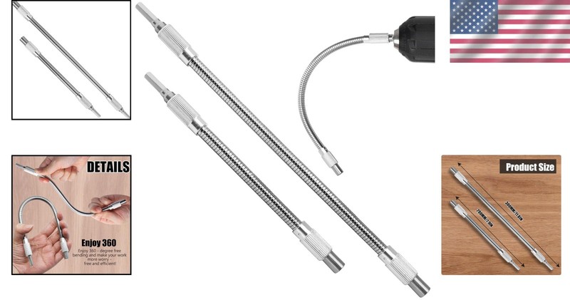 360-Degree Bendable Drill Bit Extensions - 7.9" & 11.8" for Tough Access Tasks gallery