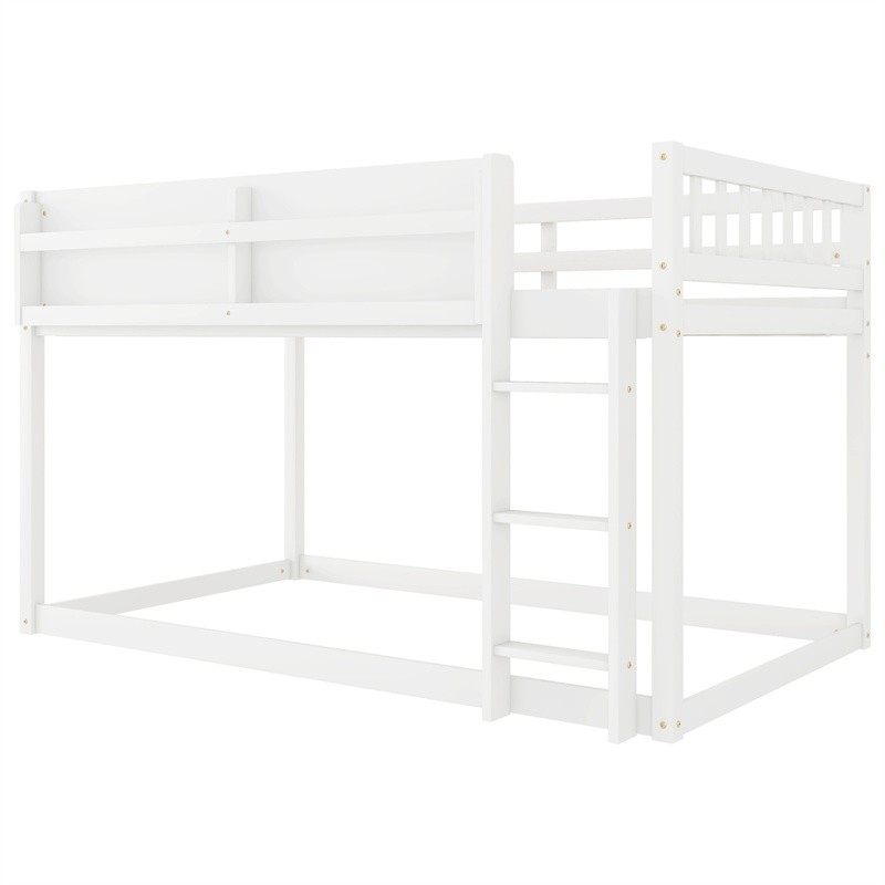 Solid Wood Low Twin Size Bunk Bed Floor Bunk Bed with Ladder for Kids Juniors gallery