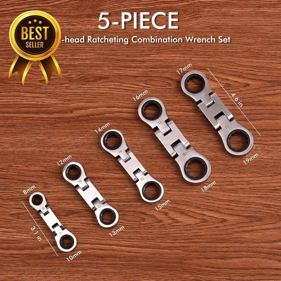 Stubby Ratcheting Wrench Set 72 Tooth Flex Head Double Box End Ratchet Wrenches gallery