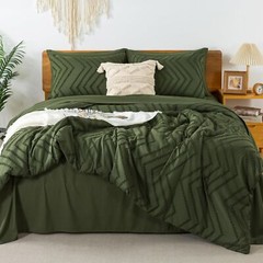 Comforters Queen Size Set with Sheets Dark Olive Green – 7 Pieces Bed in a Ba…