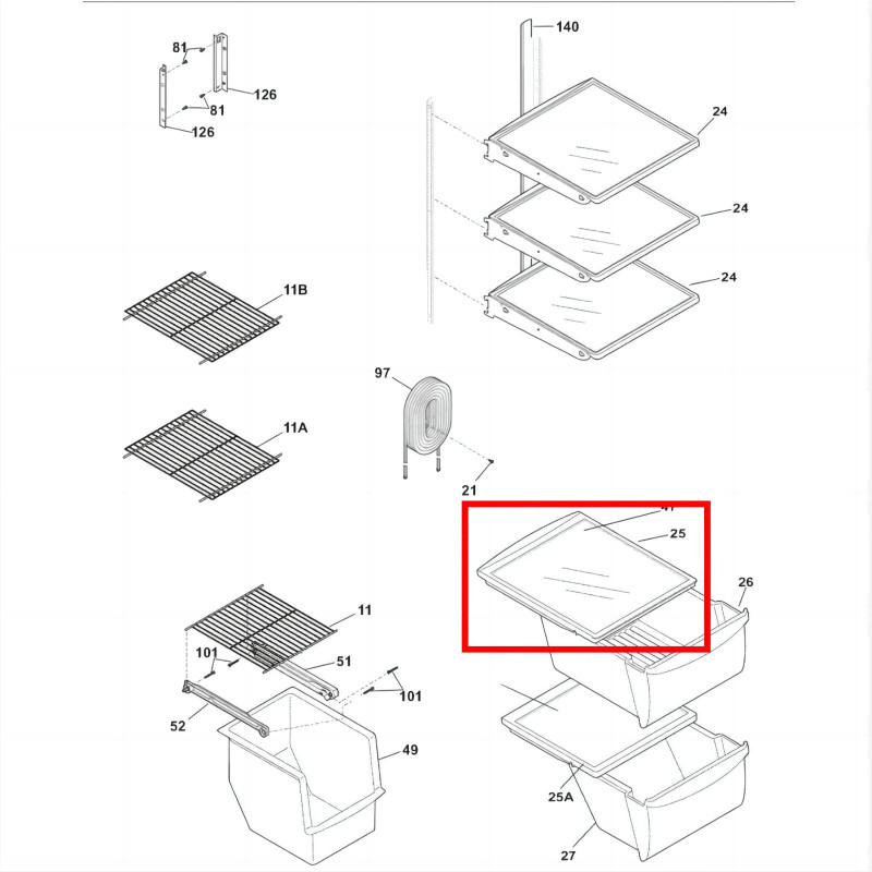 For 240350702 240350701 Crisper Pan (Top) Fit Frigidaire Refrigerator gallery