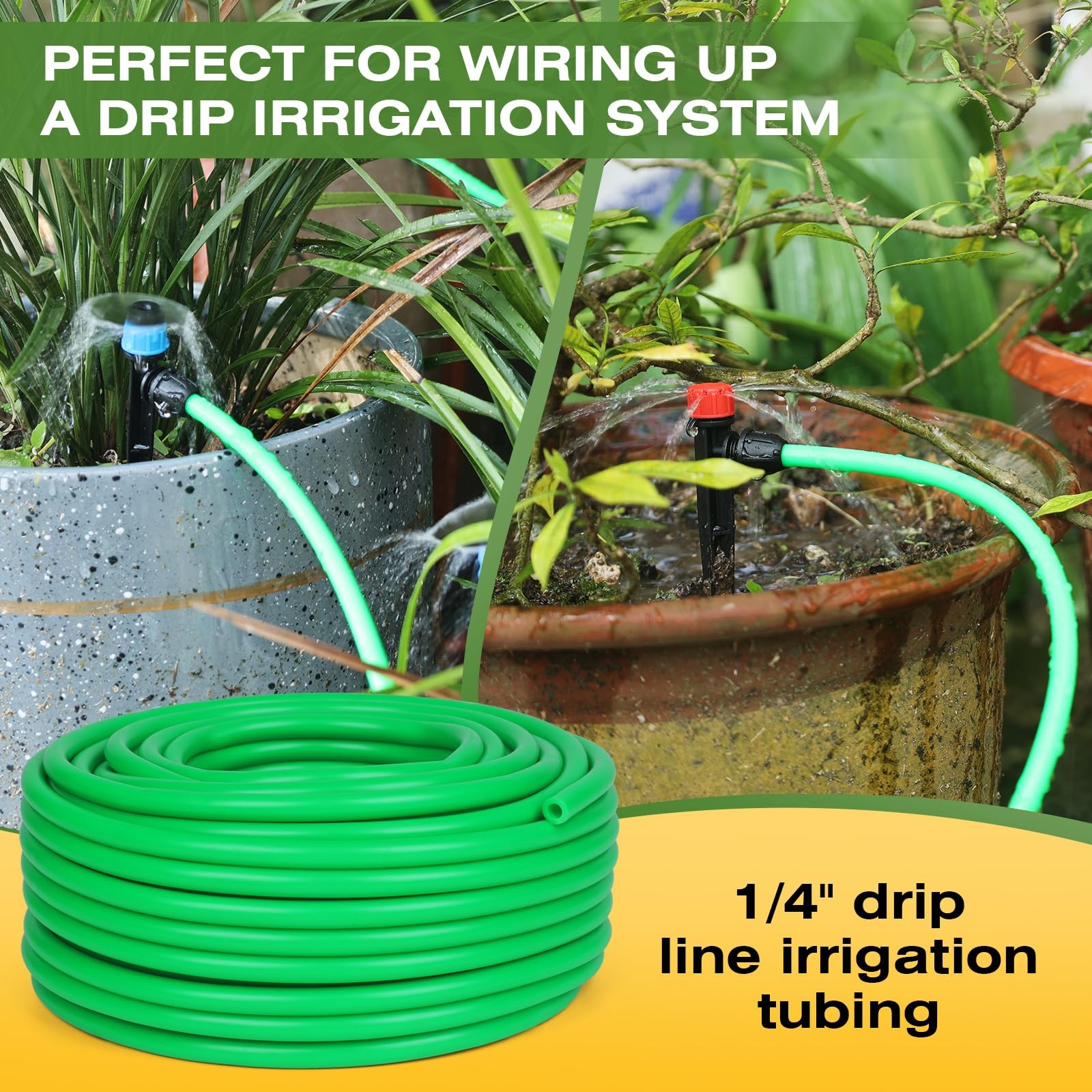 1/4 inch Drip Irrigation Tubing 75ft Green Blank Distribution Hose Perfect fo... gallery